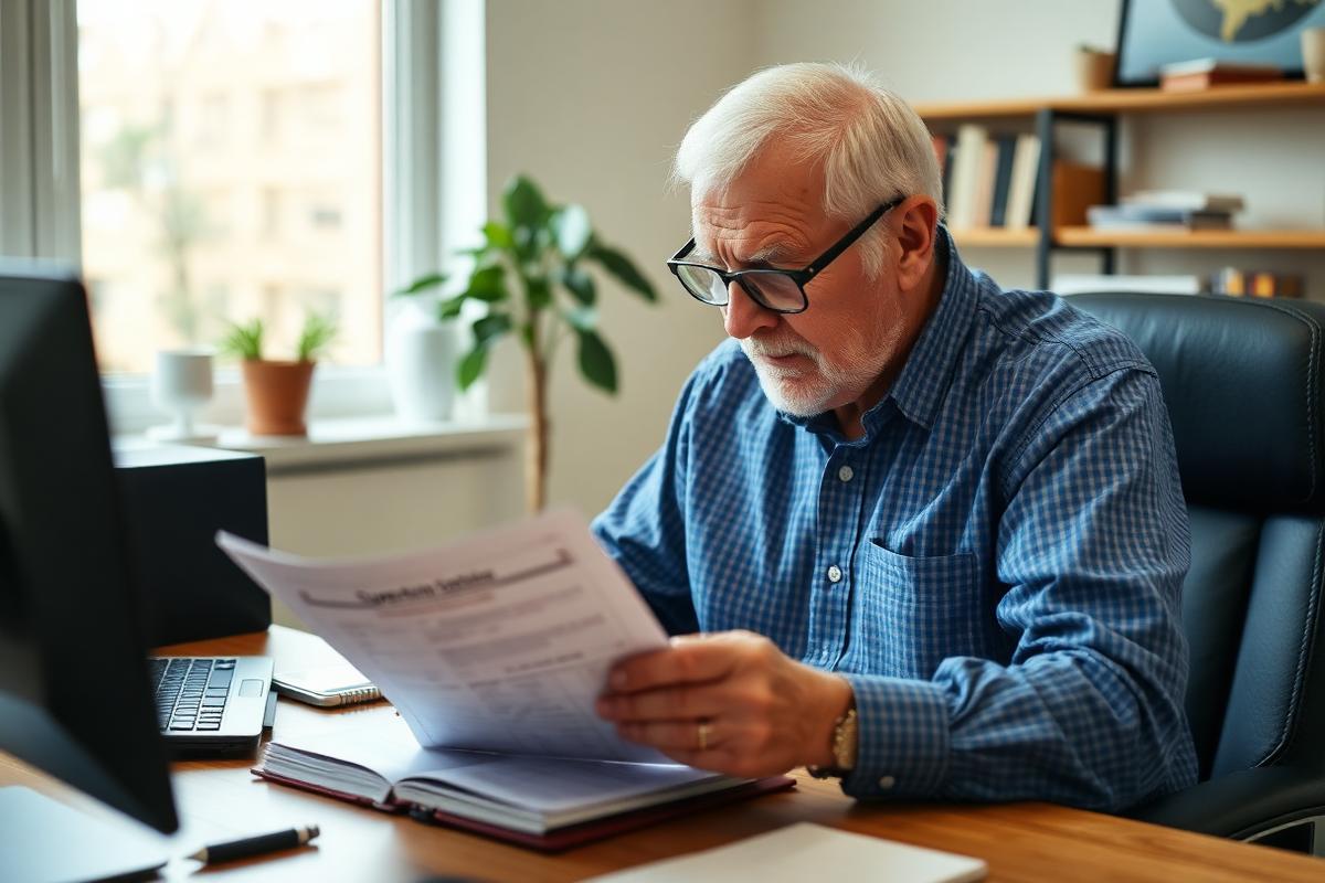 Older Australian man reviewing his superannuation statement at home